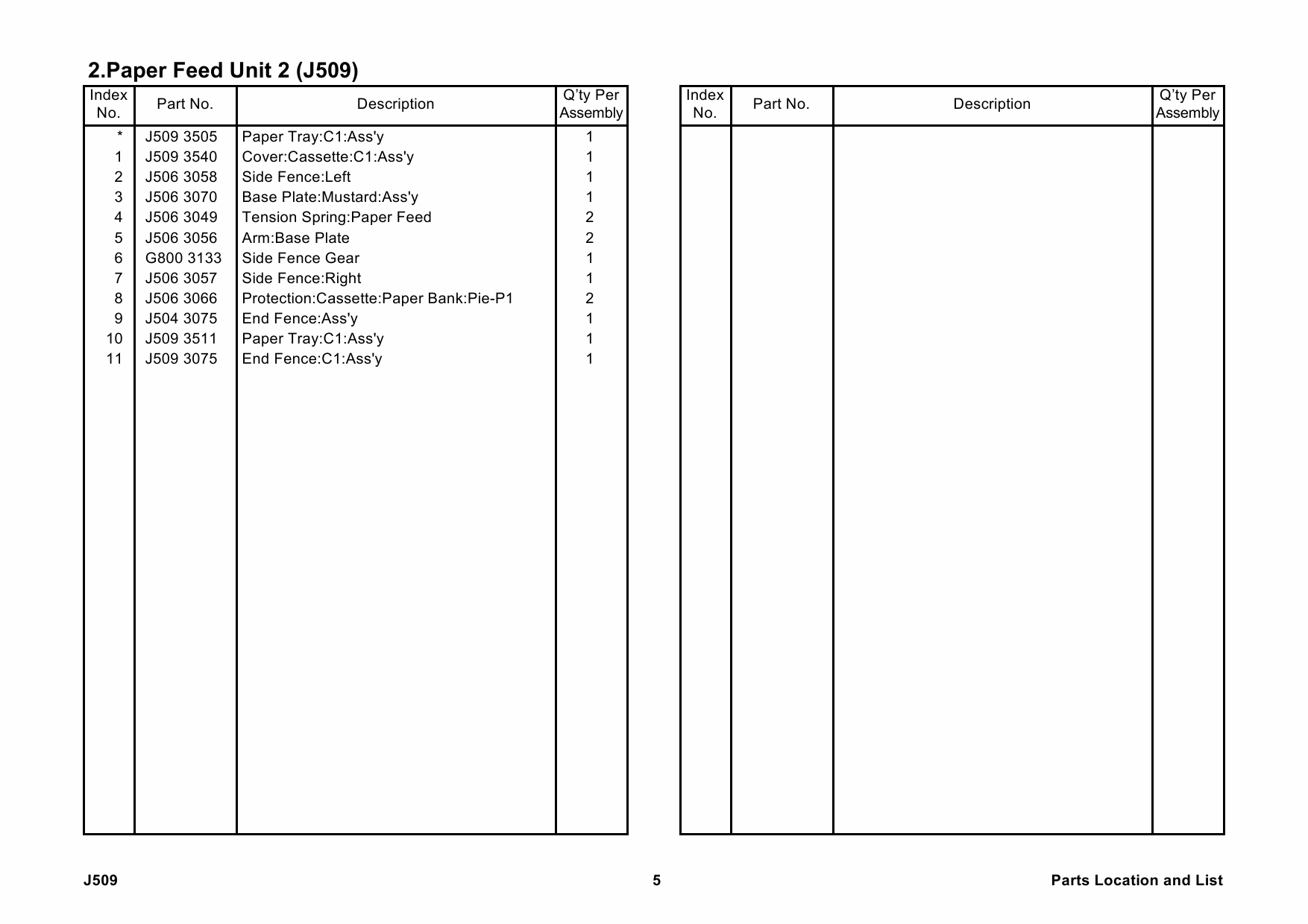 RICOH Options J509 Paper-Feed-Unit-TK2000 Parts Catalog PDF download-2